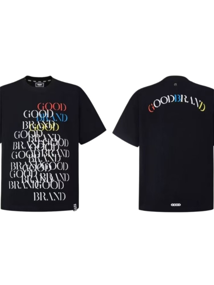 Unisex Multi Color Stacked Serif Brand Text & Arch Slogan Front Back Digital Print T-shirt 29220413
