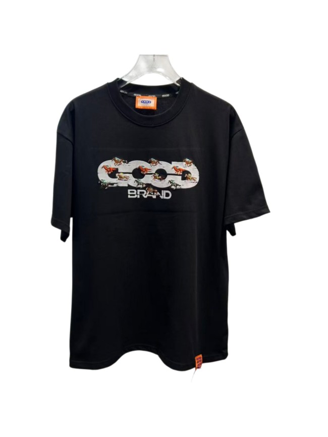 Year Of Horse Fixed Flocking Embroidery Horse Racing Print Tee 29220116