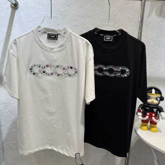 Luxury Inlaid Gem Logo Embroidery Tee 2 colors 29220118