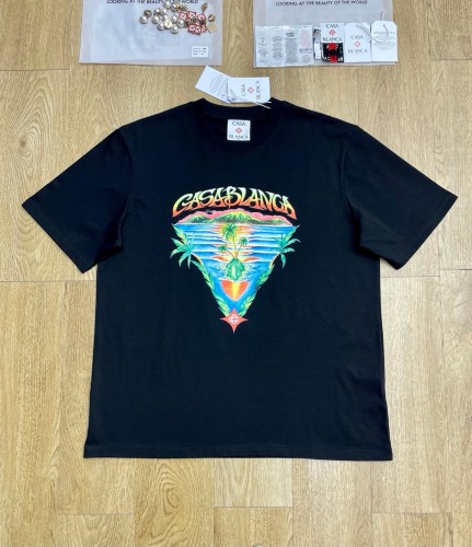 1:1 quality version Tropical Island Palm Tree Triangle Frame Gradient Brand Letter Print T-shirt 29220531