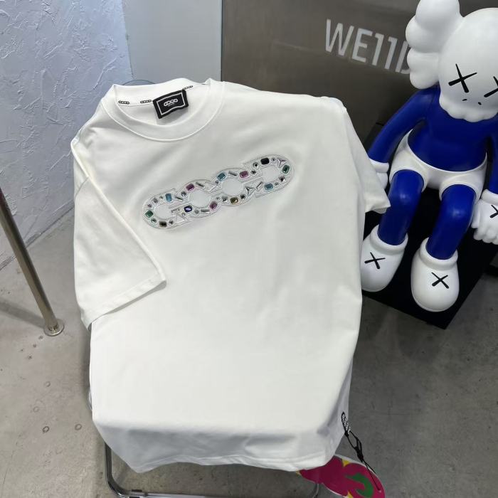 Luxury Inlaid Gem Logo Embroidery Tee 2 colors 29220118