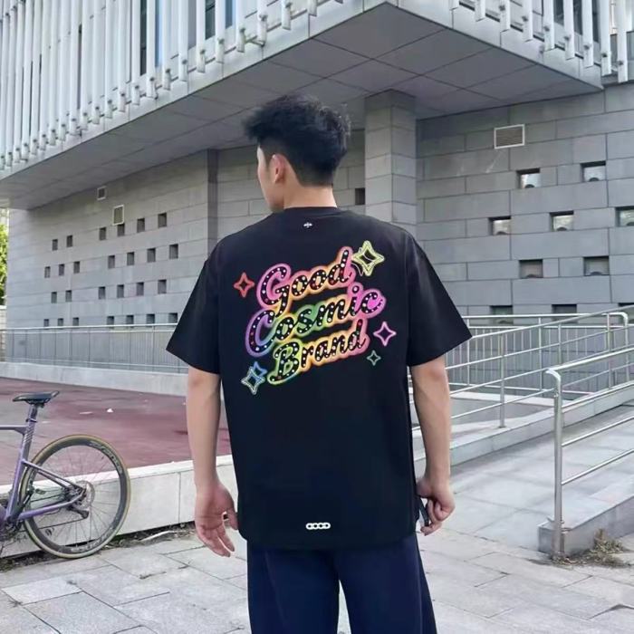 Unisex Colorful Slogan Rhinestone Luxury Fashion Premium T-shirt 2 colors 29220085