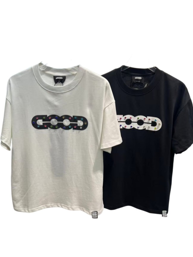 Hollow GOOD Color Rhinestone Print Tee 2 colors 29220606