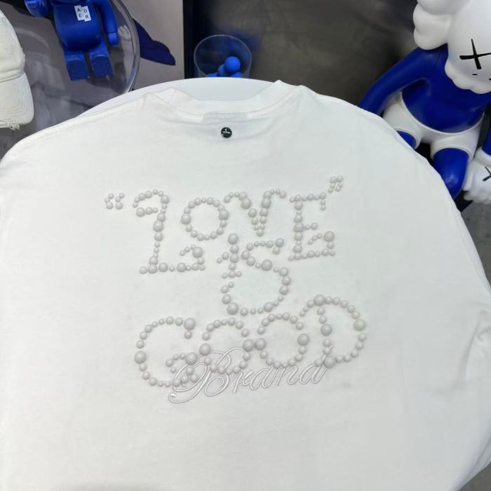 Round Pearl Letter Embroidery Tee 3 colors 29220600