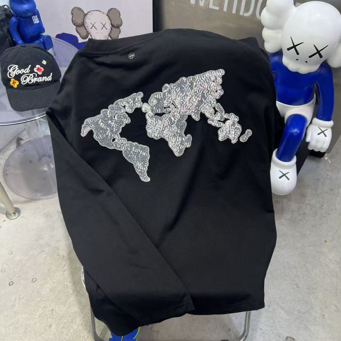 Map Sequin Embroidery Basic Logo Long Sleeve T-shirt 2 colors 29220594