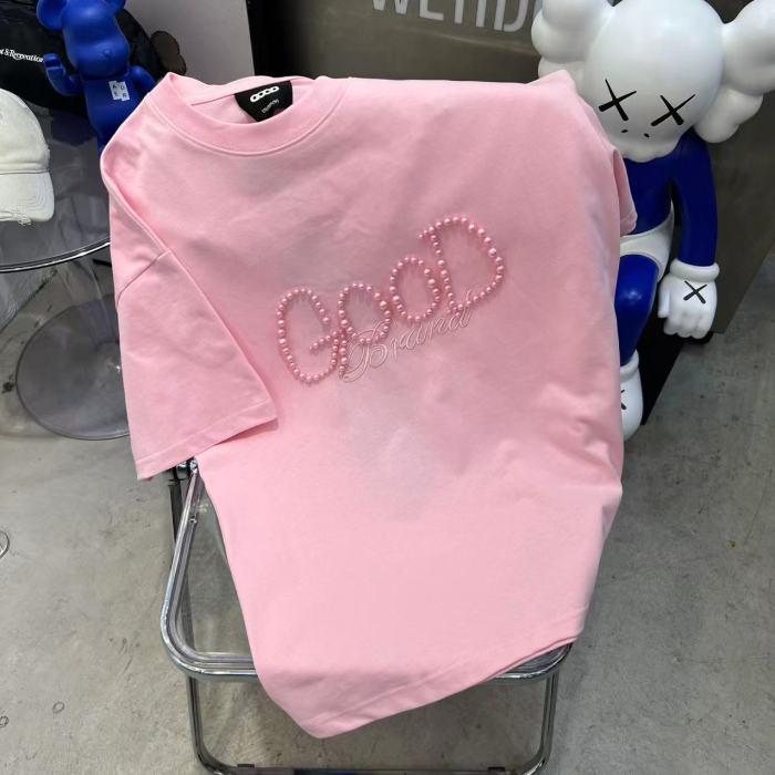 Round Pearl Letter Embroidery Tee 3 colors 29220600