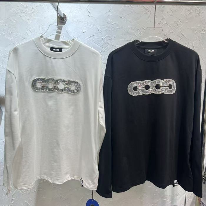 Map Sequin Embroidery Basic Logo Long Sleeve T-shirt 2 colors 29220594