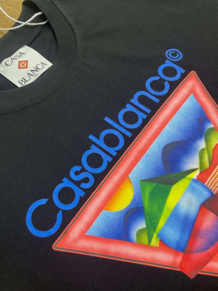 1:1 quality version Colorful Mountain Tennis Landscape Triangle Frame Print T-shirt 29220549