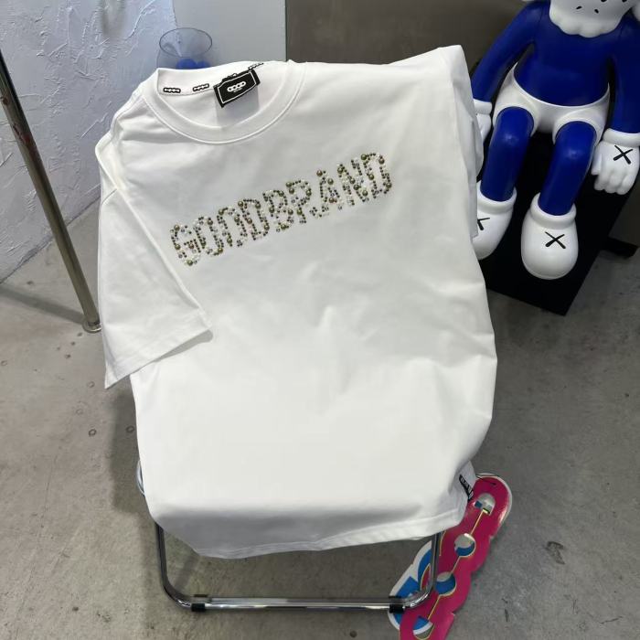 Slogan Champagne Fragment Hot Rhinestone Tee 2 colors 29220122