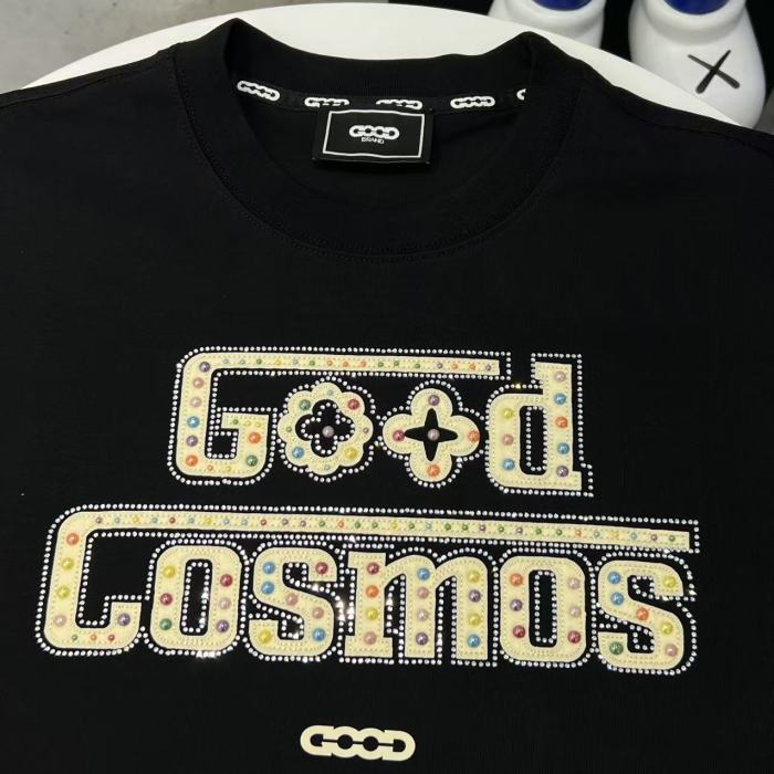 Around The World Color Rhinestone Embroidery Tee 2 colors 29220119