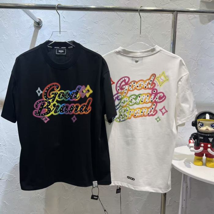 Unisex Colorful Slogan Rhinestone Luxury Fashion Premium T-shirt 2 colors 29220085