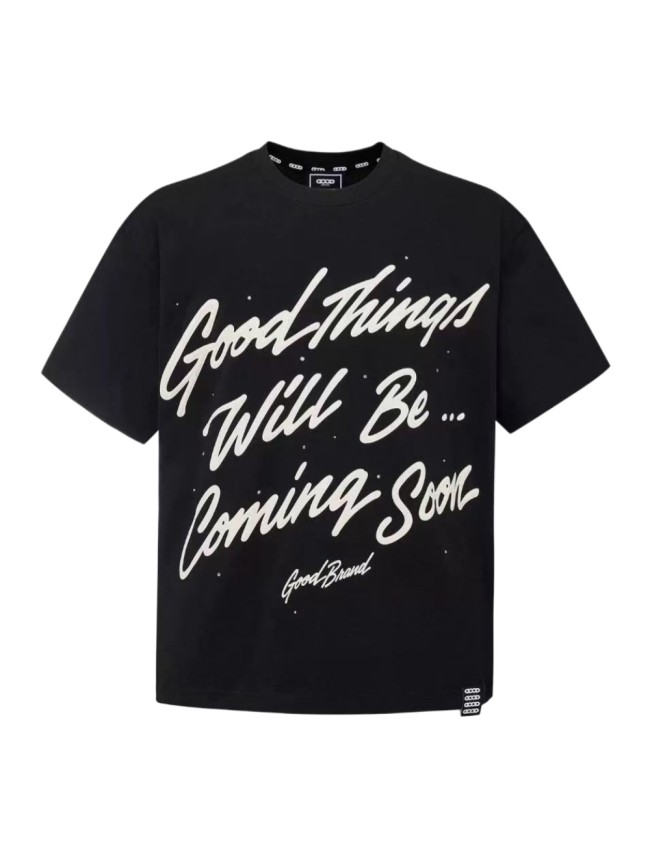 Unisex Handwritten Cursive 3D Puff Print Slogan Black T-shirt 29220104