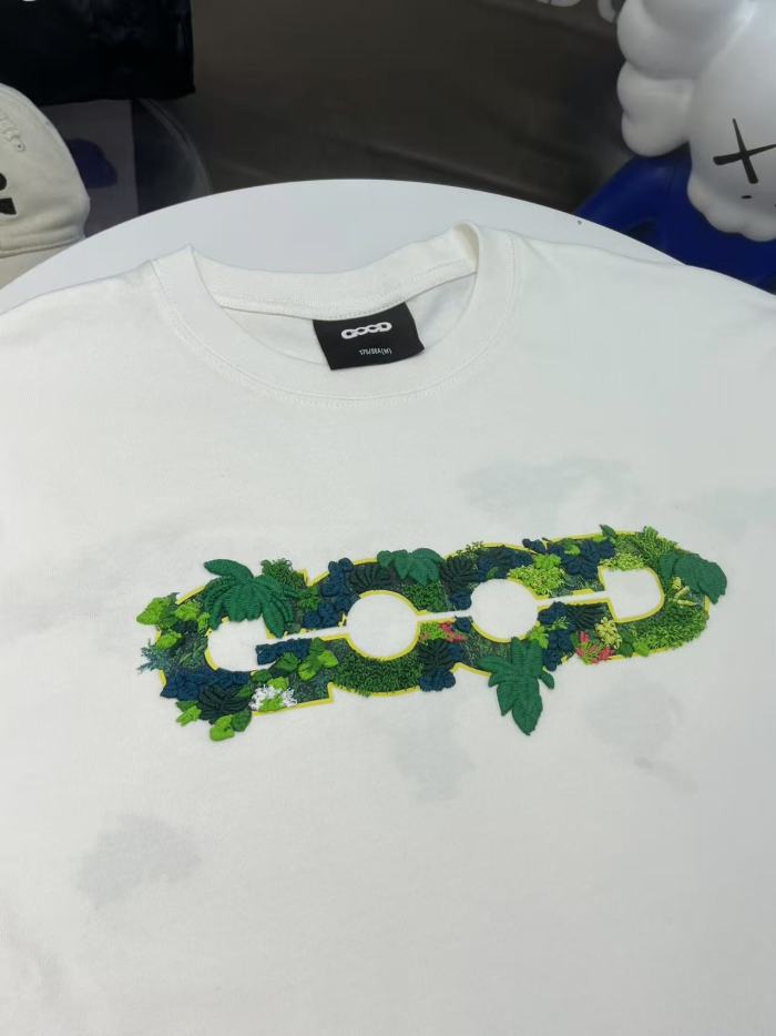 3D Green Plant Embroidery Map Tee 2 colors 29220595