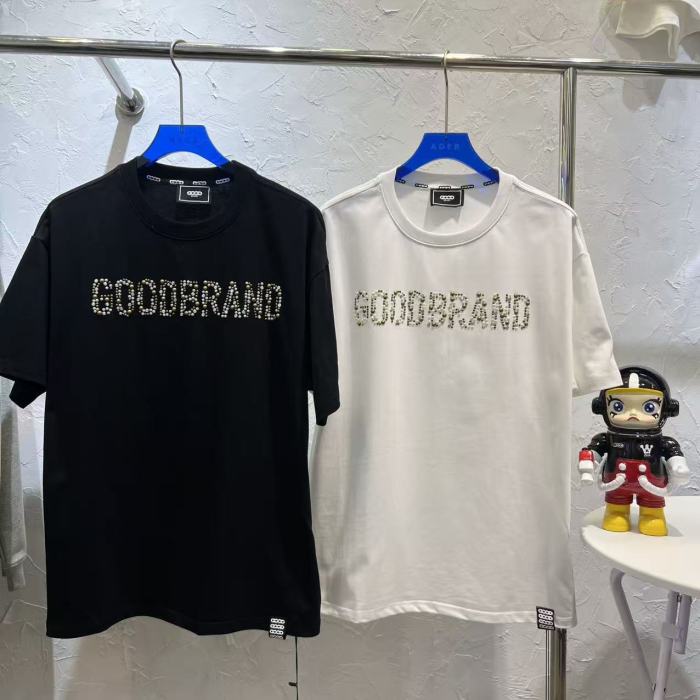 Slogan Champagne Fragment Hot Rhinestone Tee 2 colors 29220122