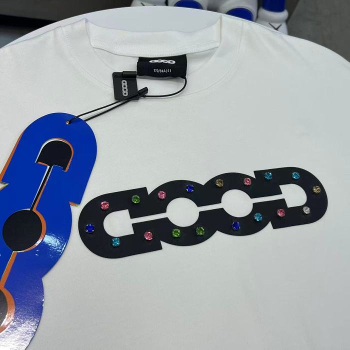 Hollow GOOD Color Rhinestone Print Tee 2 colors 29220606