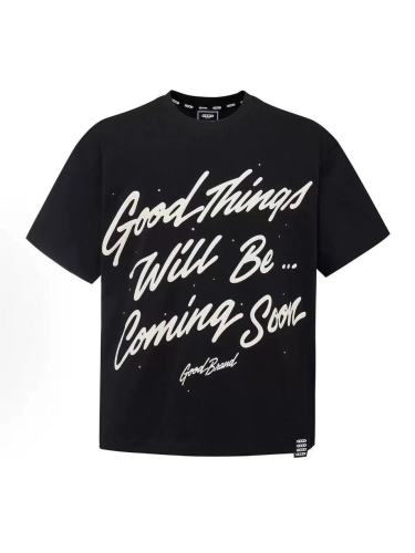 Unisex Handwritten Cursive 3D Puff Print Slogan Black T-shirt 29220104