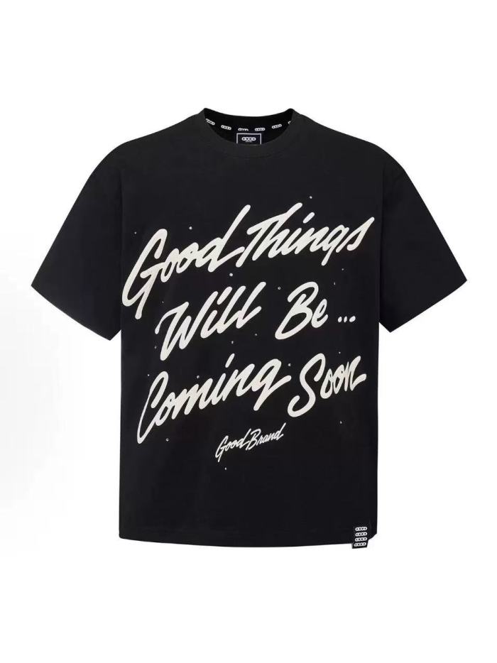 Unisex Handwritten Cursive 3D Puff Print Slogan Black T-shirt 29220104