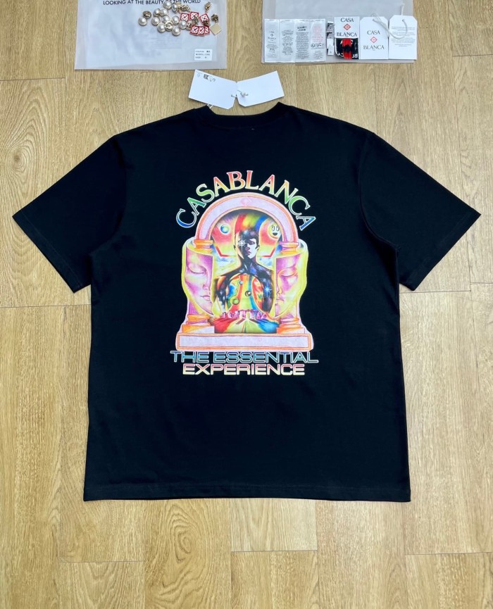 1:1 quality version Psychedelic Gradient Surreal Human Face Arch Frame Slogan Front Back Print T-shirt 29220525