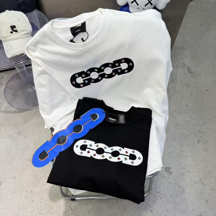Rhombus Hollow Letter Color Rhinestone Foam Print Tee 2 colors 29220605