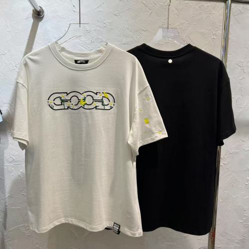 Yellow Stamen White Flower Butterfly Embroidery Tee 2 colors 29220603