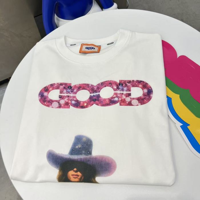 Year Of Horse Pink Denim Full Rhinestone Tee 29220114