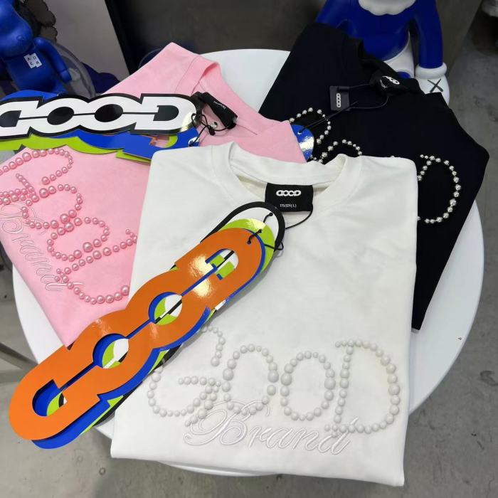 Round Pearl Letter Embroidery Tee 3 colors 29220600