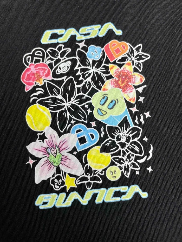 1:1 quality version Oversized Y2K Streetwear Graffiti Floral Smiley Tennis Doodle Digital Print T-shirt 2 colors 29220079
