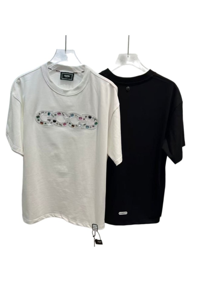 Luxury Inlaid Gem Logo Embroidery Tee 2 colors 29220118
