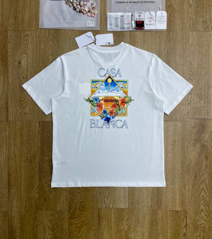 1:1 quality version Oversized Mediterranean Vintage Triangular Celestial Floral Tennis Digital Print T-shirt 2 colors 29220044