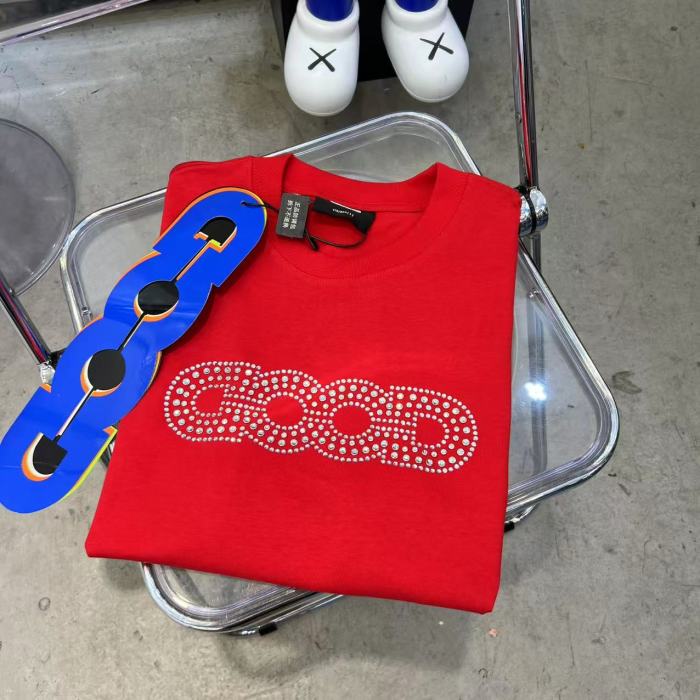 Streetwear Rhinestone Beaded Letter Tee 2 colors 29220602