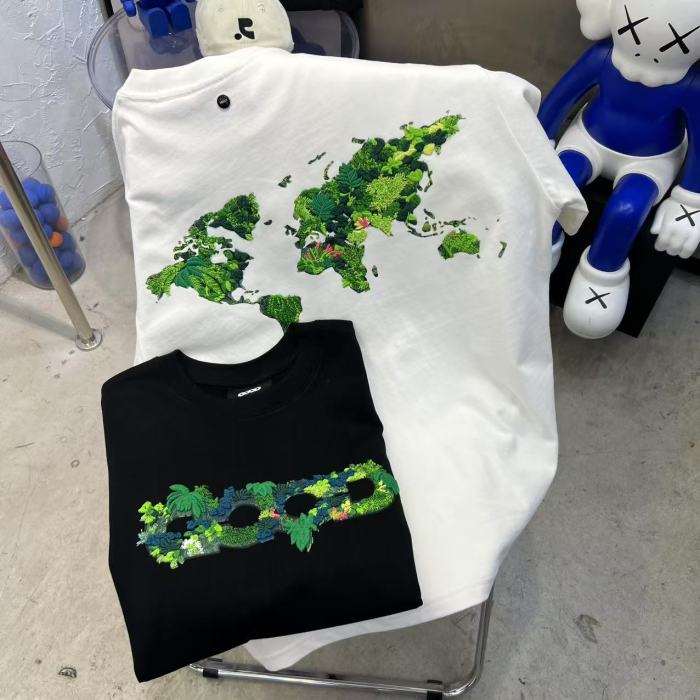 3D Green Plant Embroidery Map Tee 2 colors 29220595