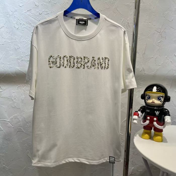 Slogan Champagne Fragment Hot Rhinestone Tee 2 colors 29220122