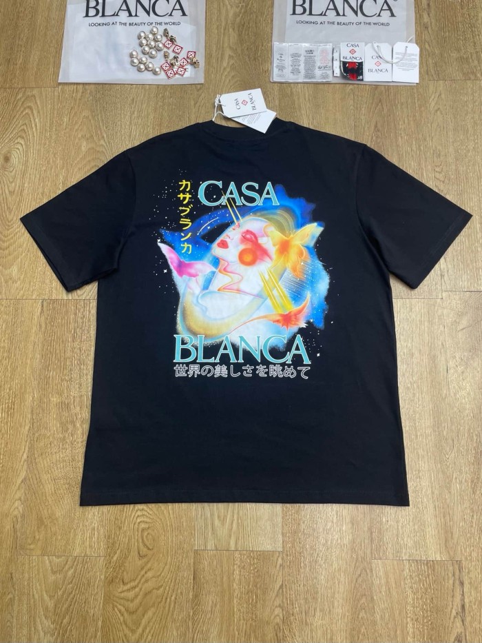 1:1 quality version Oversized Retro Japanese Psychedelic Portrait Butterfly Kanji Digital Print T-shirt 29220082
