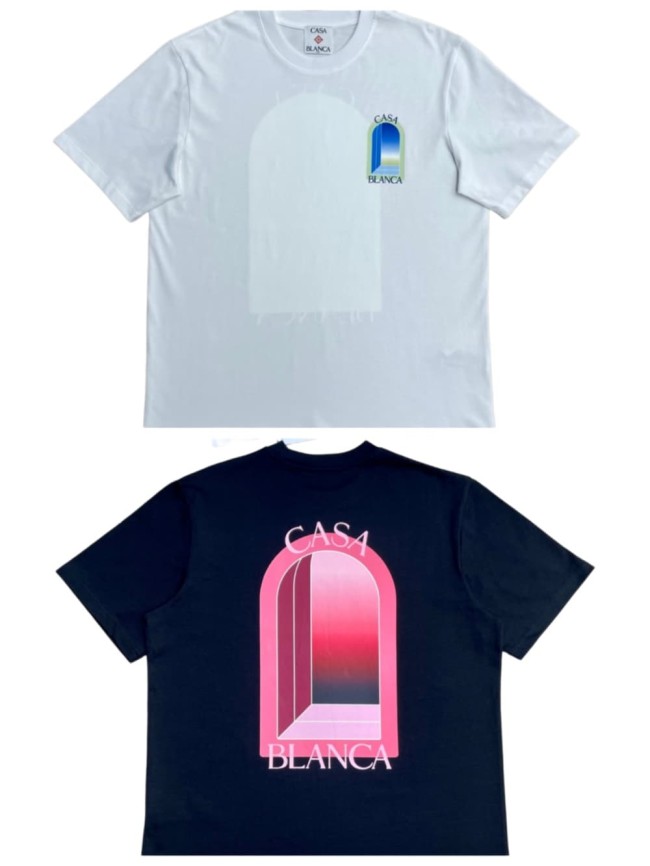 1:1 quality version Oversized Mediterranean Minimalist Gradient Geometric Arch Digital Print T-shirt 2 colors 29220050