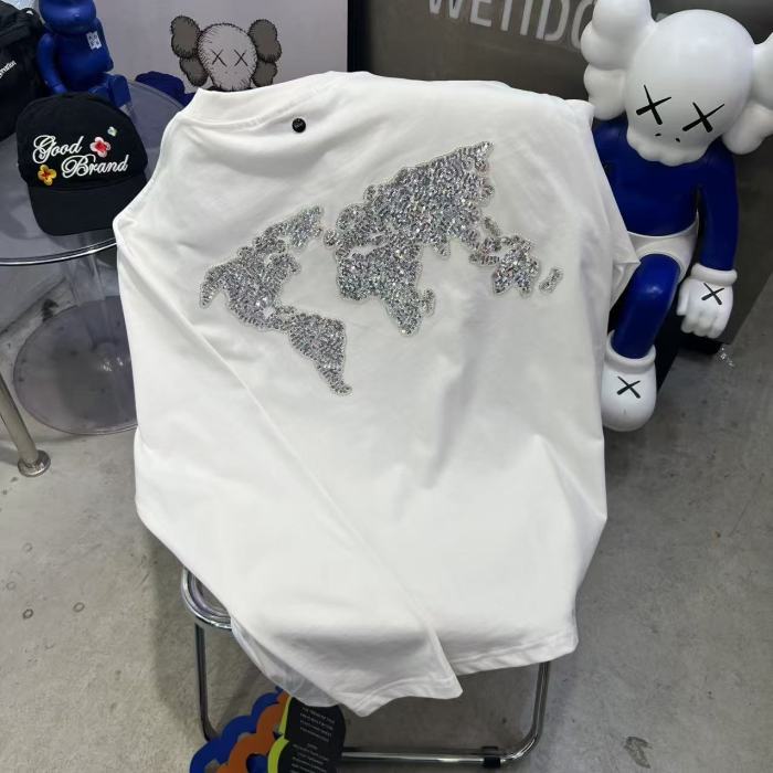 Map Sequin Embroidery Basic Logo Long Sleeve T-shirt 2 colors 29220594
