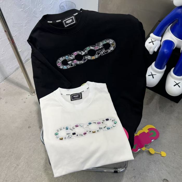 Luxury Inlaid Gem Logo Embroidery Tee 2 colors 29220118