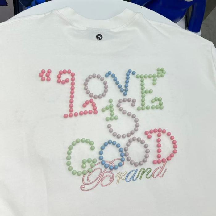 Summer Colorful Pearl Letter Tee 2 colors 29220598