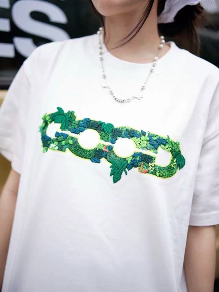 3D Green Plant Embroidery Map Tee 2 colors 29220595