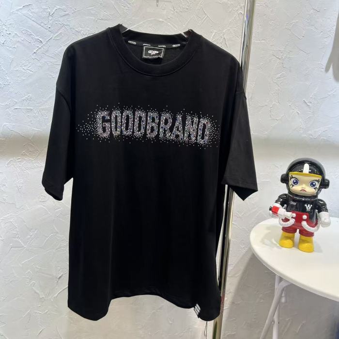 Full Rhinestone Crescent Slogan Luxury Tee 29220117