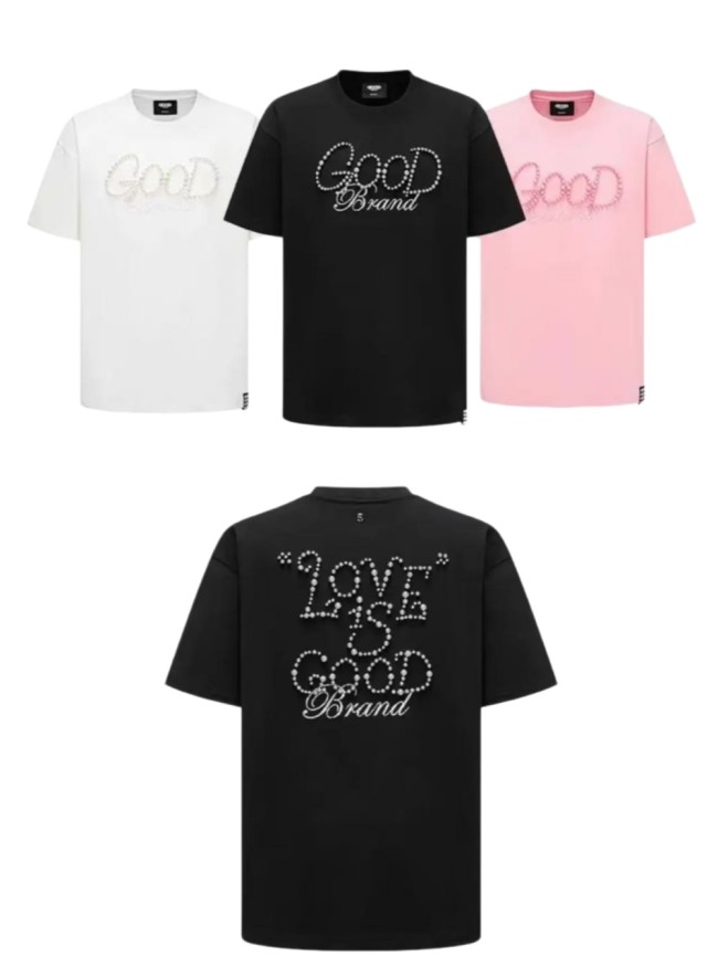 Round Pearl Letter Embroidery Tee 3 colors 29220600