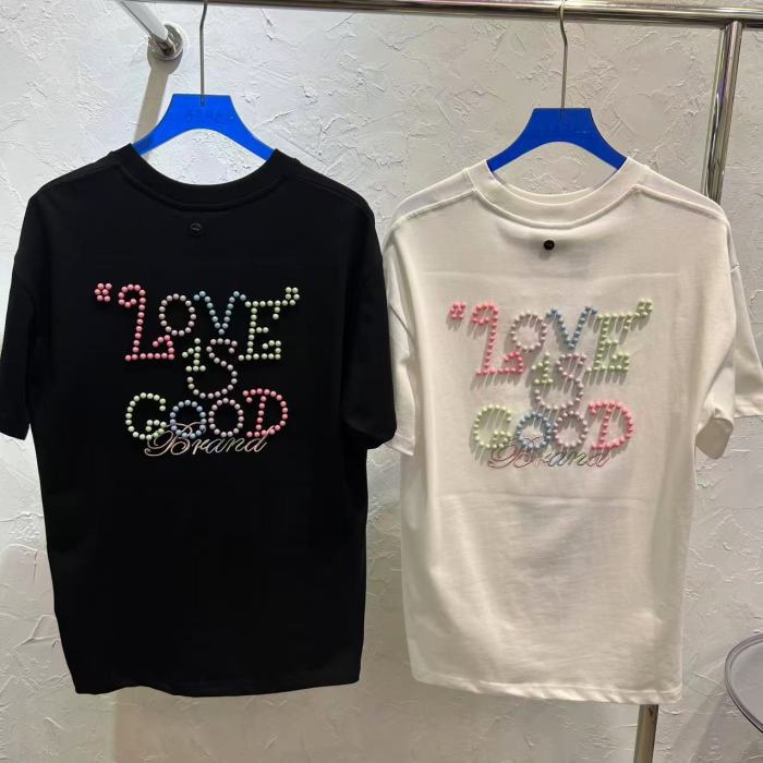 Summer Colorful Pearl Letter Tee 2 colors 29220598