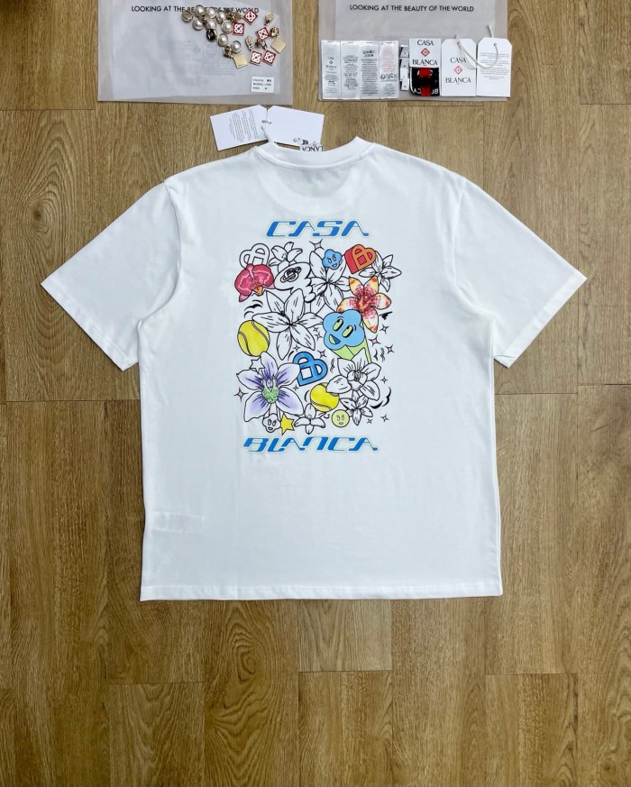 1:1 quality version Oversized Y2K Streetwear Graffiti Floral Smiley Tennis Doodle Digital Print T-shirt 2 colors 29220079