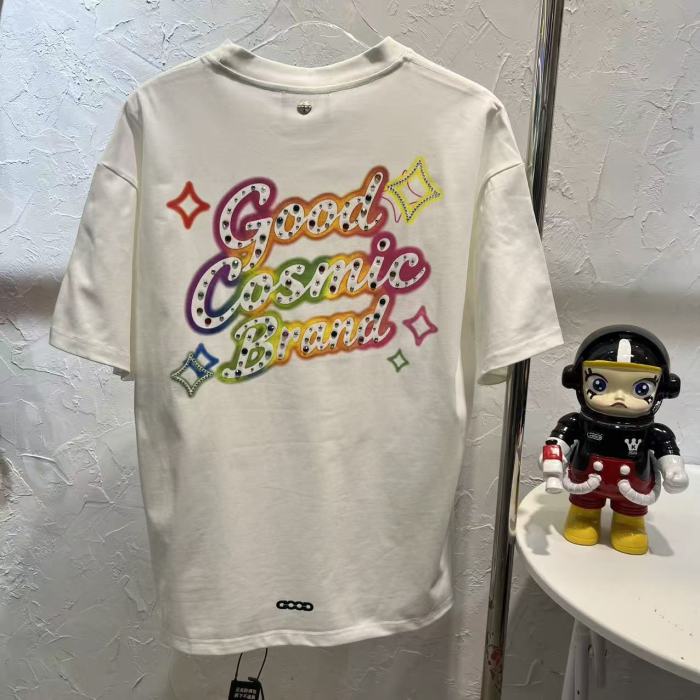 Unisex Colorful Slogan Rhinestone Luxury Fashion Premium T-shirt 2 colors 29220085