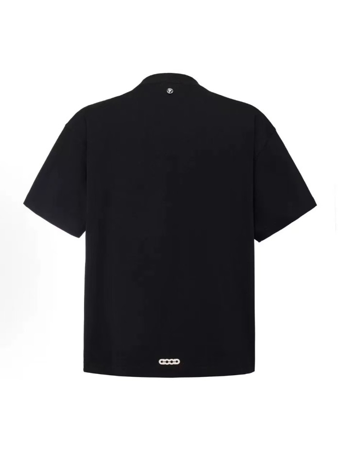 Unisex Handwritten Cursive 3D Puff Print Slogan Black T-shirt 29220104