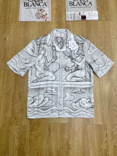 1:1 quality version  Mural Goddess Tennis Cloud Wave Full Print Silky Viscose Camp Collar Shirt 29220508