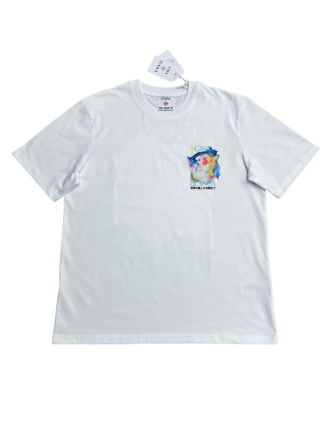 1:1 quality version Japanese Text Psychedelic Gradient Face Butterfly Dual Side Print T-shirt 29220562