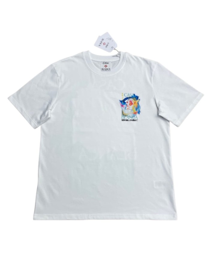 1:1 quality version Japanese Text Psychedelic Gradient Face Butterfly Dual Side Print T-shirt 29220562