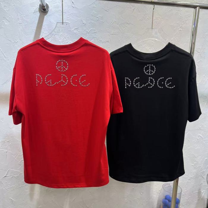 Streetwear Rhinestone Beaded Letter Tee 2 colors 29220602