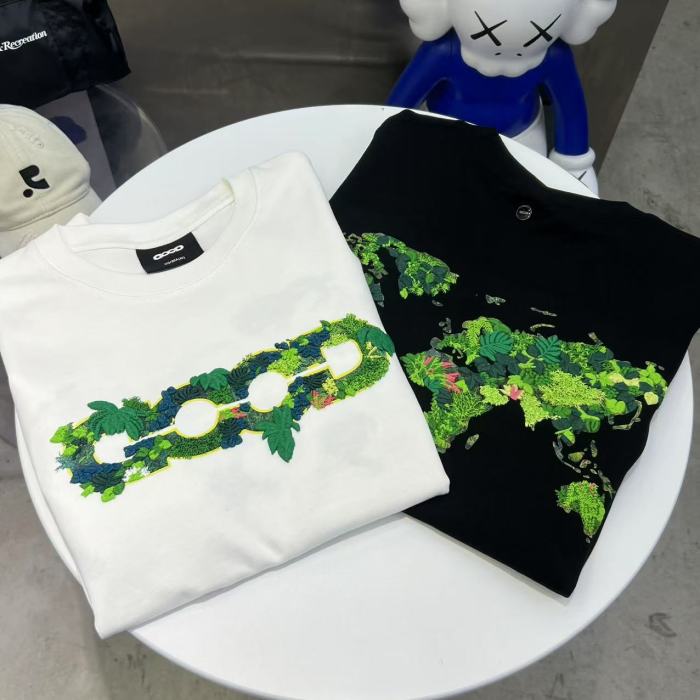 3D Green Plant Embroidery Map Tee 2 colors 29220595