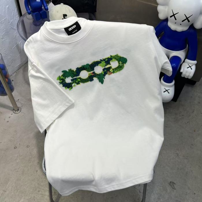 3D Green Plant Embroidery Map Tee 2 colors 29220595